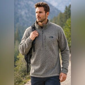 The North Face 1/4 Zip Fleece Pullover Mens XL Gray Sweater